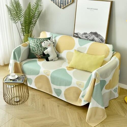 All Inclusive Sofa Covers for Living Room Geometric Leaves Printed Slip Covers Soft Nordic Sofa Towels Dustproof Sofa Cover