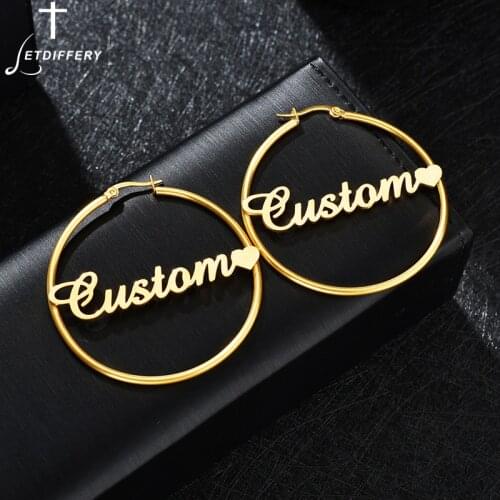 Letdiffery High Quality Personalized Name Drop Earring Custom Letters Fashion Dangle Earring Women Stainless Steel Party Gift