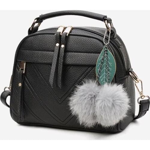 PU Leather Handbag For Women Fashion Tassel Messenger Bags With Ball Bolsa Female Shoulder Bags Ladies Party Crossby Bag