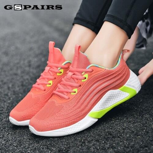 Women Sneakers Breathable Outdoor Walking Shoes Woman Mesh Casual Shoes Pink Lace-Up Ladies Shoes 2020 Fashion Female Sneakers