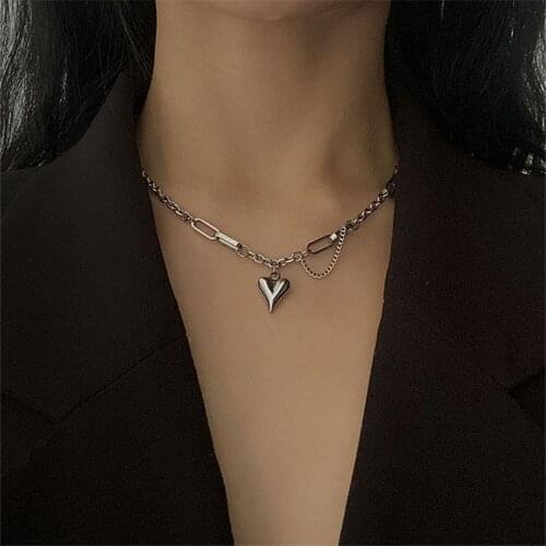 925 Sterling Silver Heart Charm Pendent Necklace For Women Girls Party Fashion Jewelry Choker Collar dz802