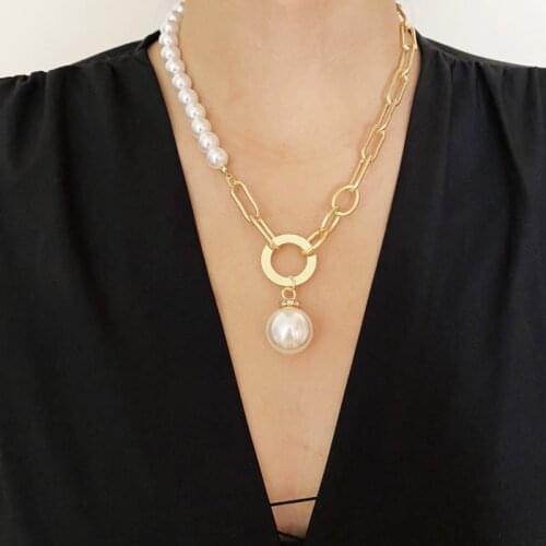 BLINLA Vintage Wedding Pearl Choker Necklace For Women Geometric Round Lock Pendant Necklaces 2021 Jewelry collier de perles