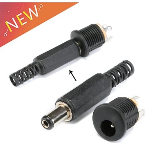 1 Set 12V/3A Male Plug + Female Socket Panel Mount Jack DC Connector Adapter 2.1mm x 5.5mm
