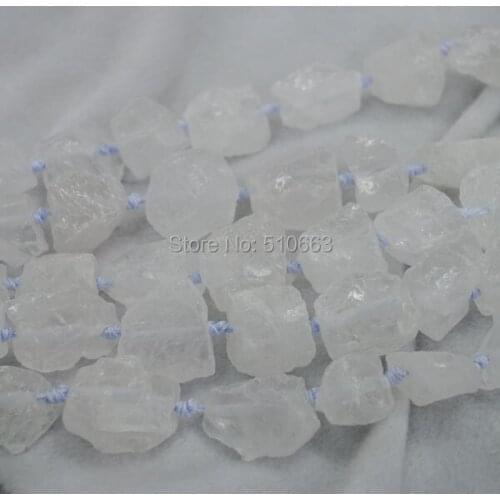 15.5" Length/1 string, Nature Rough Clear White Crystal Stone,Luxury Necklac,Charming Ornament Gift,Size: 30-40mm