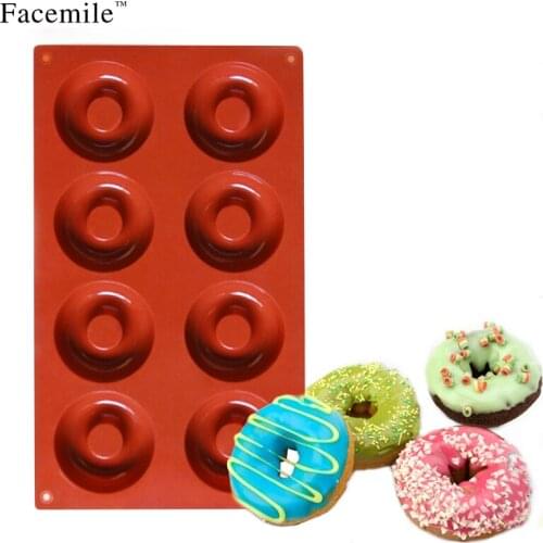 1PCS 8 Cavity Silicone Donut Pan Round Muffin Sweet Candy Jelly Fondant Gift Chocolate Mold Silicone Tool DIY Baking Pan 51099