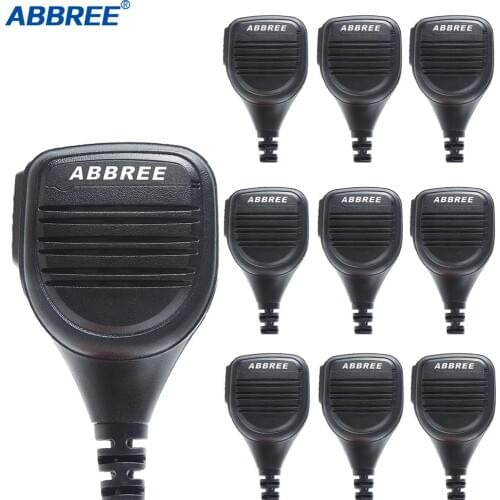 10pcs Abbree AR-760 2 Pin PTT Remote Rainproof Speaker Mic for Radio Kenwood TYT Baofeng Walkie Talkie UV-5R 888S UV-82 uv-s9