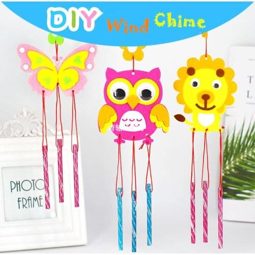2PCS/set Children DIY Wind Chime Handmade Wind Bell Kid DIY Puzzle Toy Kids Manual Craft Toy Cartoon Non-woven Fabric Wind Chime