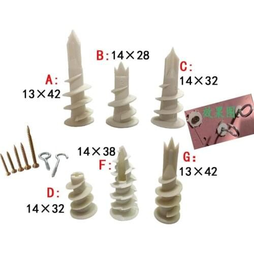 20pcs Plastic expansion pipe Plugs self drilling Nylon Anchor screw set for gypsum Plasterboard Fixings Curtain Drywall Tool