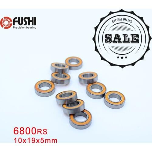 6800RS Bearing ABEC-3 ( 10 PCS ) 10x19x5 mm Thin Section 6800-2RS Ball Bearings 61800 RS 6800 2RS With Orange Sealed L-1910DD