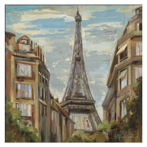 Abstract oil painting modern cityscapes A Moment in Paris by Silvia Vassileva Paintings Art on Canvas High quality hand painted