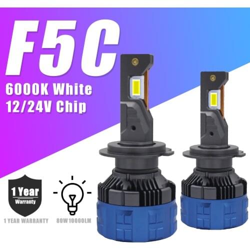 Automobile H7 LED Headlamp Kit F5C 12v 24v 6000k White H8 H9 H11 Car Headlight Bulb No CanBus Error Free