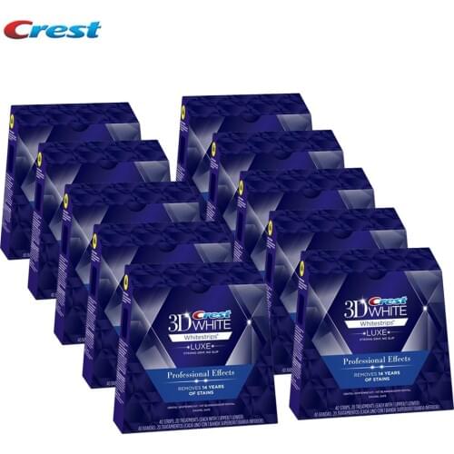Crest 3D Whitestrips Professional Effects Original White LUXE Dental Hygiene Protection10 Boxes( 400 Strips) for Teeth Whitening