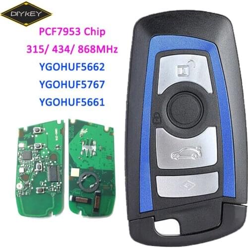 DIYKEY 4 Button Remote Key Fob 315MHz YGOHUF5662/ 434MHz HUF5767/ 868MHz HUF5661 for BMW 5 7 F Series FEM / BDC CAS4 CAS4