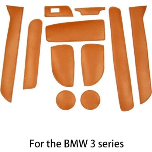 For Bmw F30 Leather Door slot pad Door Mat Honeycomb Car Door Pads Mat 2013-2014 2015 2016 2017 2018 2019