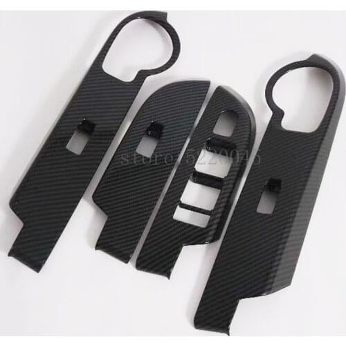 For Toyota Rush 2018 2019 2020 Window Lift Switch Button Cover Trim Door Armrest Panel Sticker Accessories ABS Carbon Fiber LHD