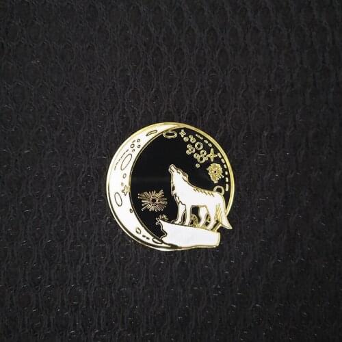 To The Moon And Back enamel pin Celestial brooch Witchy wolf night jewelries