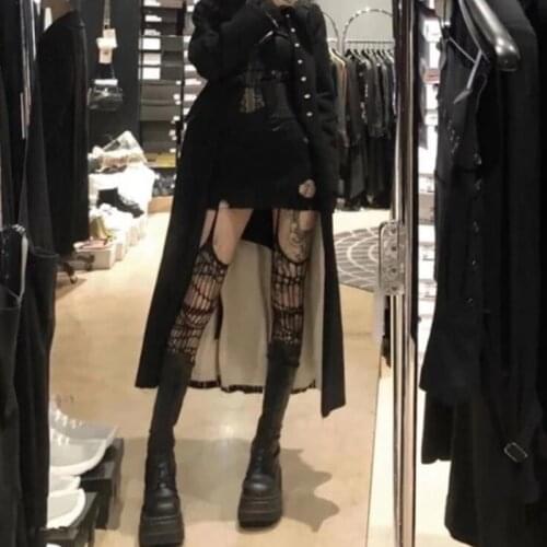 Emo Alt Gothic Sexy Fishnet Stockings Women Harajuku Alternative Mesh Tights Lingerie Skin Thigh High Garters Hosiery Clothes