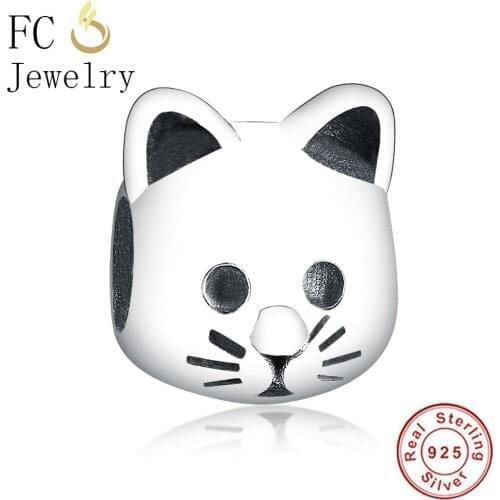 FC Jewelry Fit Original Brand Charms Bracelets Authentic 925 Silver Animal Cat Eye Beads for Women Making DIY Gift Berloque