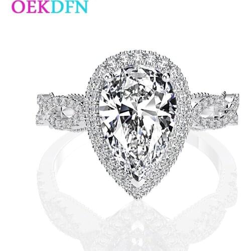 OEKDFN Classic Wedding Jewelry Ring For Women S925 Sterling Silver Ring Luxury AAAAA+ Zircon Womens Enagement Rings Anniversary