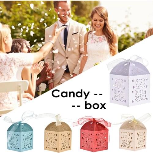 50PCS Valentines Day Love Bear Candy Box Wedding Candy Chocolate Box