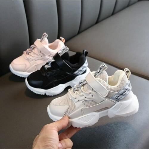 KIDS 2020 Spring Children Black Casual Shoes Baby Girls Fashion Sport Sneaker Toddler Boy White Mesh Trainer Running Shoes