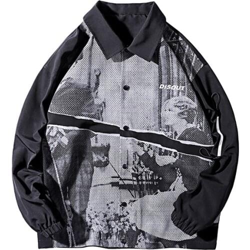 Autumn Mens Hip Hop Bomber Jacket Casual Clothes Korean Fashion Safari Style Jacket Mens Clothes Couples Oversized Coat