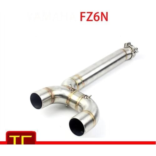 Motorcycle modified exhaust pipe middle section FZ6N stainless steel middle section double port connecting pipe