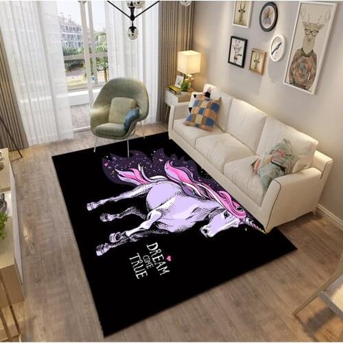 Unicorn Cartoon Carpet Kids Room Play Area Rugs Baby Crawling Floor Mat Soft Flannel Child Bedroom Game Carpets for Living Room