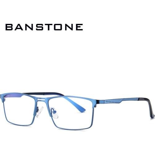 BANSTONE 2020 Male Computer Glasses Blue Light Blocking Glasses Frame Men Myopia Spectacle Frames Metal Rectangle Points UV400