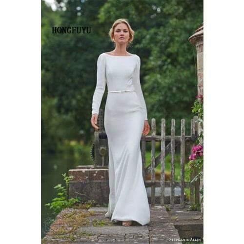 Soft Satin sexy backless boho Vestido De Noiva white ivory Mermaid Bride Wedding Dresses Luxyry new Bridal Gown