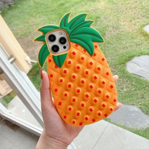 Pineapple Push Bubble Squish Soft Silicone Cover Case for iPhone 12 Pro Max 11 XR X XS Max SE 6 6S 7 8 Plus