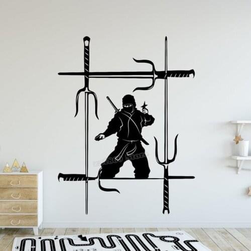 Ninja Samurai Wall Sticker Warrior Decal Ninja Fighter Ninja Karate Wall Decal for Boys Room Decor Vinyl Assassin Decal B778