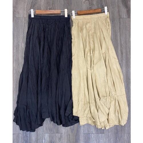 New ladies fashion 2021 sexy solid color silk pleated irregular skirt 0305