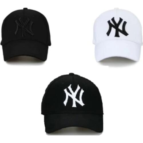 New York Unisex Hat Set 3 Pieces Black and White , Women Man Cap , Nice style Adjustable Solid Cotton Original Best Quality