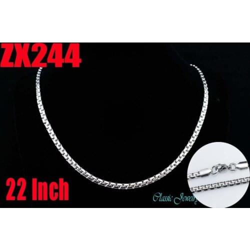 Wholesale - 22Inch stainless steel 4mm flat box chain Jewelry man male necklace chains ZX244