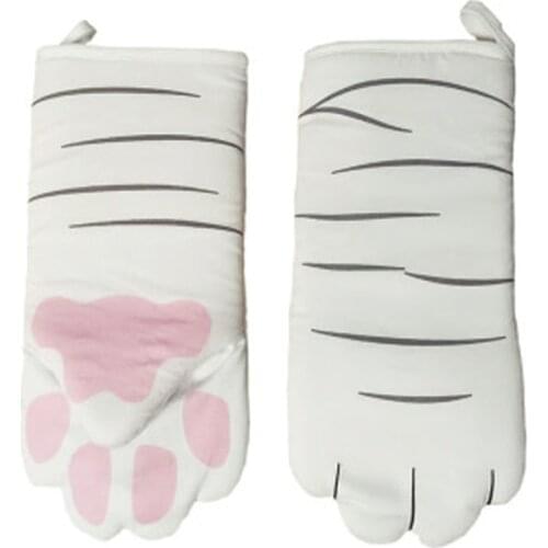 Cat Paws Oven Mitts Long Heat Insulation Baking Gloves Cotton Oven Gloves Non Slip Microwave Tools Kitchen Accessories