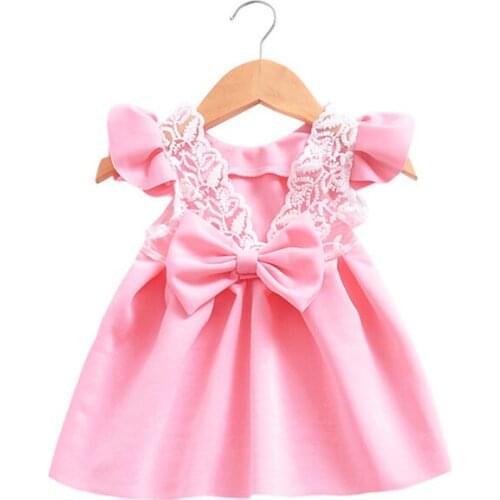 Baby Girls Dress Toddler Girls Backless Lace Bow Princess Dresses Tutu Party Wedding birthday Dress for girls Easter