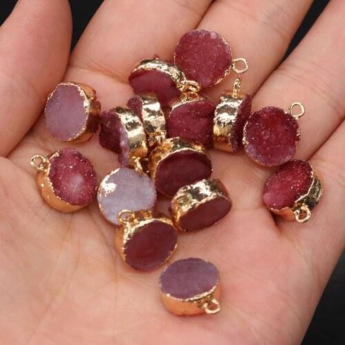 2 Pcs Natural Stone Pendants Round shape High Quality for Women Jewelry Making DIY Necklace Earrings Accessories