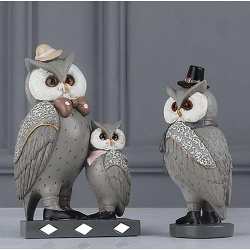 European style Resin Owl Interior Decoration Decoration Home Cafe Shop Window TV Cabinet Desktop Animal Statue Small Decoration