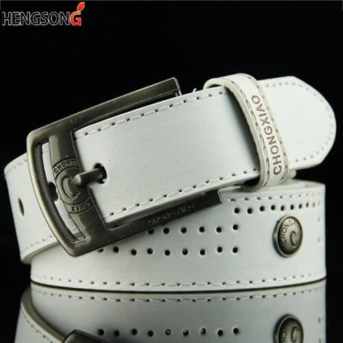 Hollow Rivet Punk Style Belt Mens Casual Belt Wide PU Leather Belt Buckles For Men Fashion Male High Quality Jeans Belt
