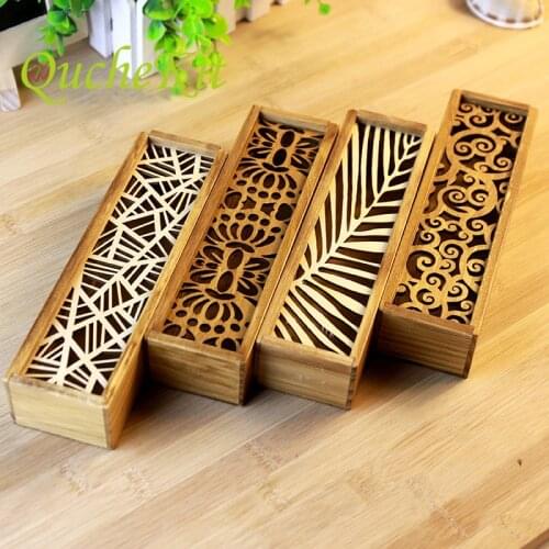 Hollow Wooden Storage Box Makeup Organizer Rectangle Drawer Jewelry Gift Packaging Box Pencil Case Pen Holder Stationery School