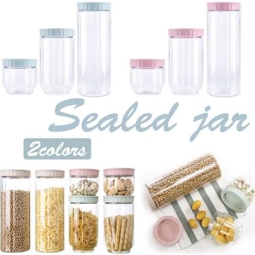 Transparent Plastic Sealed Jar Food Storage Box Plastic Clear Container Kitchen Grain Storage Jar Storage Bottle