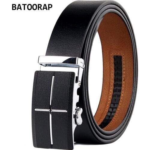 BATOORAP Luxury Brand Mens Belt Automatic Buckles Metal Black Genuine Leather Trouser Strap Vintage Cowhide Jeans Waist Belts