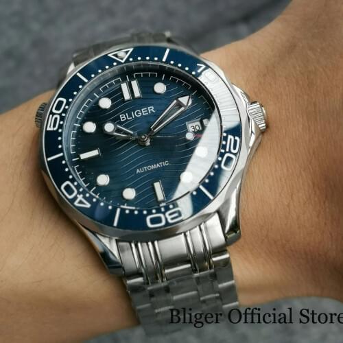 BLIGER Luxury 41mm Mechancial Men Watch Sapphire Glass NH35 MIYOTA Movement Steel Band Ceramic Bezel Date Function