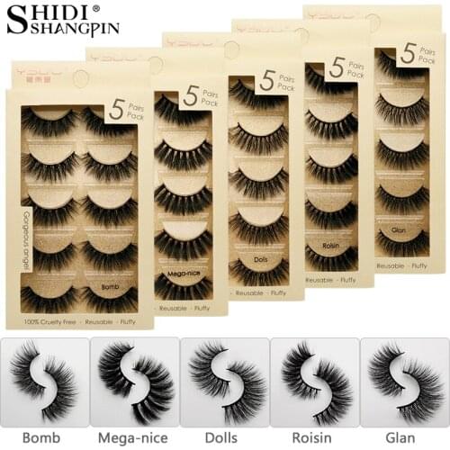 SHIDISHANGPIN 5 Pairs Mink Eyelashes 3d False Eyelashes Fluffy 3d Mink Lashes Makeup Fake Eye Lash Mink Lashes For Maquiagem