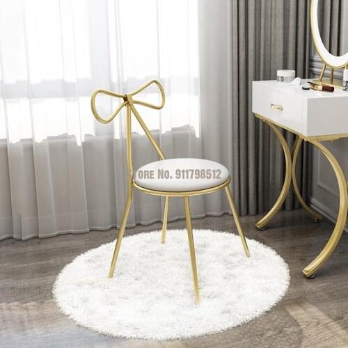 Nordic bow makeup chair home simple chair iron bedroom girl dressing ins net red backrest stool