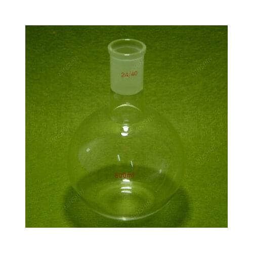 Flat Bottom Glass Flask,Single Neck,500ML,24/40,1 Neck,Chemistry Lab Glassware