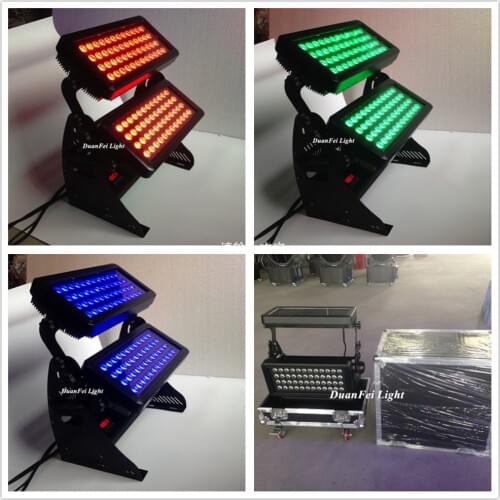 Flightcase) 4pcs Outdoor dmx pro lighting led color wash waterproof building wall light 96x10w rgbw 4in1 city color led