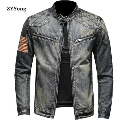 Fashion Bomber Military Style Men Denim Jackets Slim Fit Casual Mens Coat 2020 Fashion Vintage Clothes for Men Plus Size 5XL