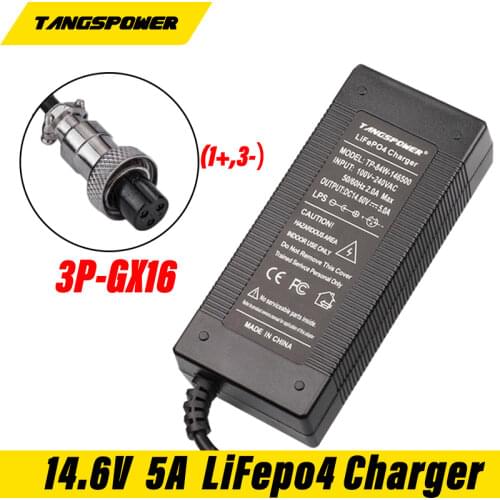 14.4 or 14.6V 14.6V 5A charger for 4 Series 3.2V 4series Lifepo4 battery pack 3 Prong Inline Connector